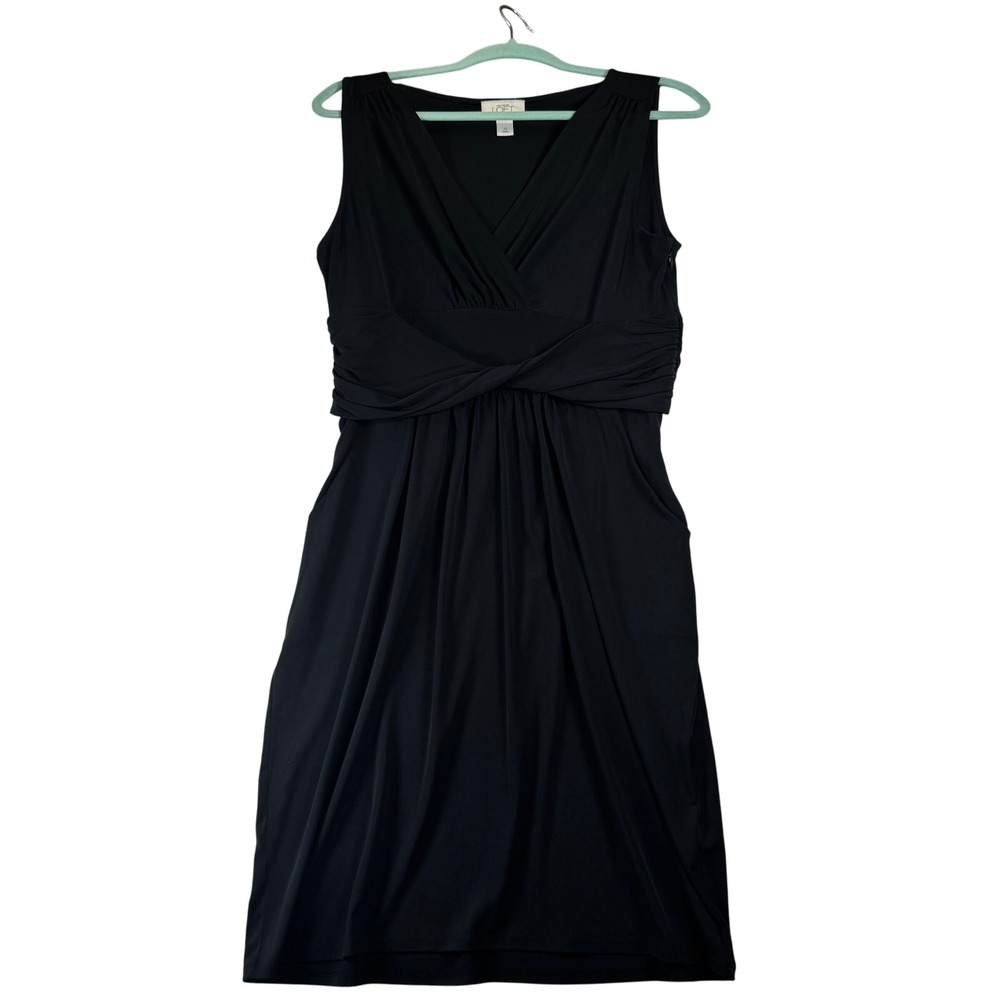 LOFT Black Sleeveless Midi Dress Womens Size 12 Career Party‎ Cocktail Casual